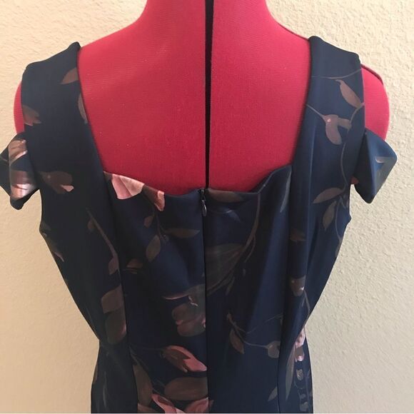 Alexa B Nites Dress Women’s Size 10P & 14P Blue Floral Cold Shoulder NWT - Picture 7 of 14